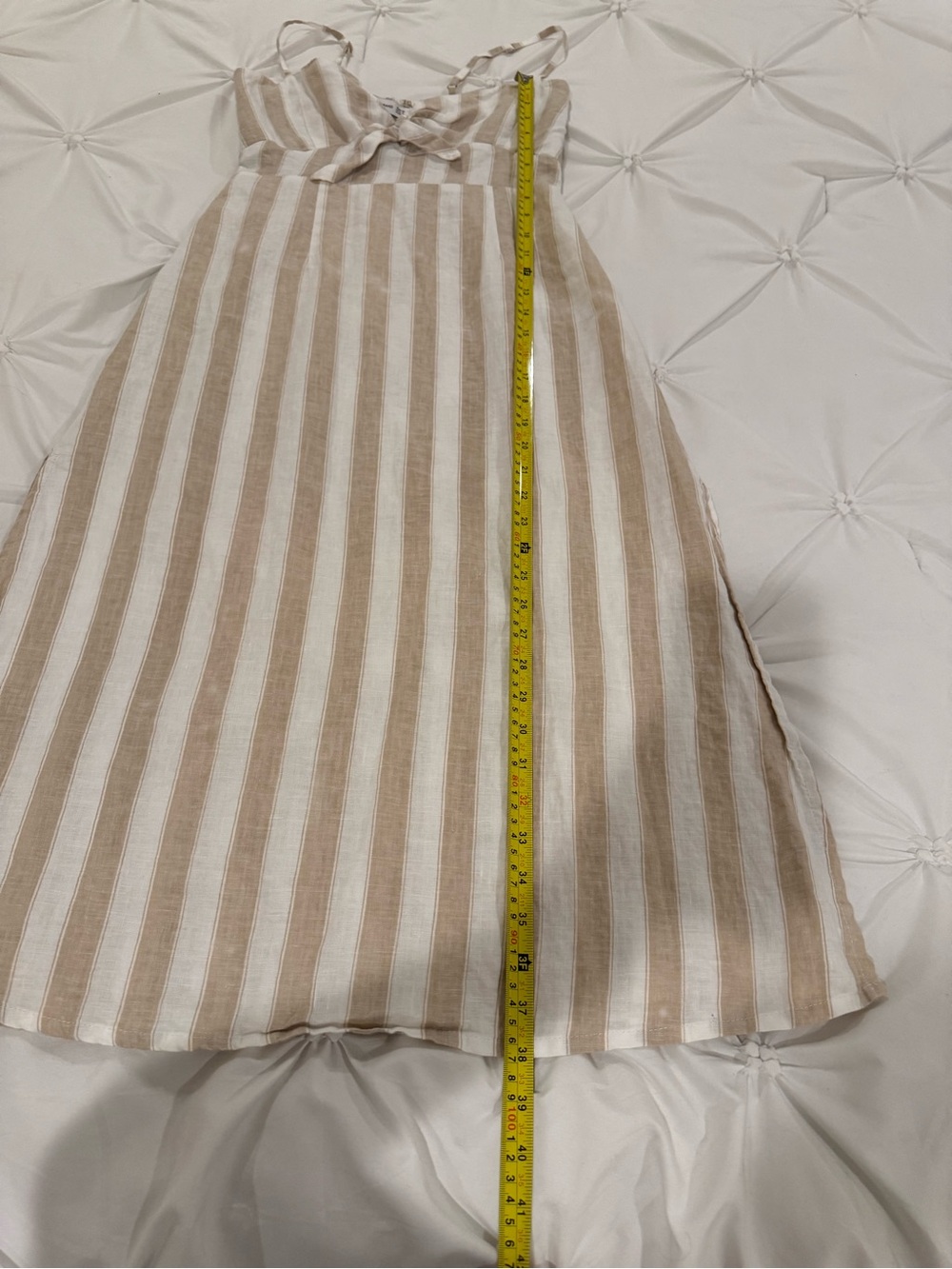 Faithfull the Brand Fiscardo Linen Striped Tie Front Midi Dress M/6 - Picture 11 of 16
